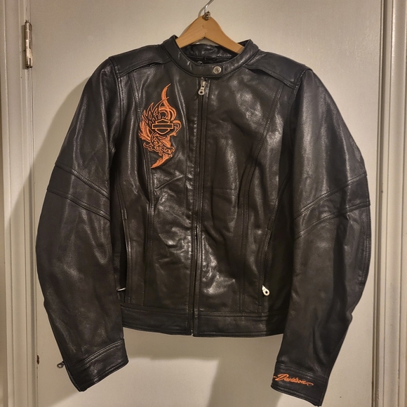 Harley Davidson Jacket and Chaps Set Orange Embroidery Large - Picture 9 of 16